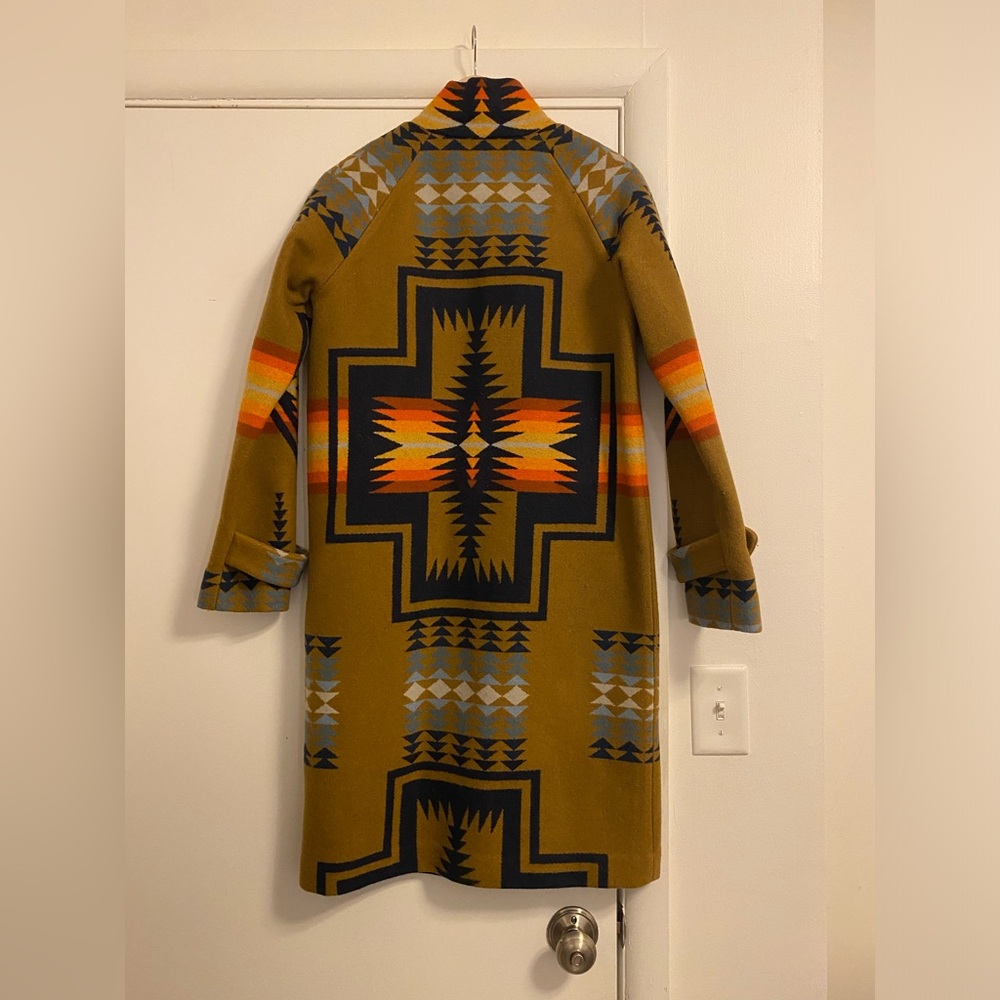 Pendleton Brown Geometric Patterned Long Coat - Picture 10 of 12